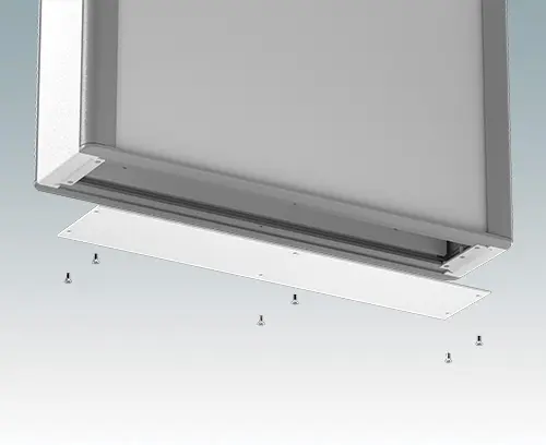 Removable base panel for mounting connectors, cables grommets and cable glands